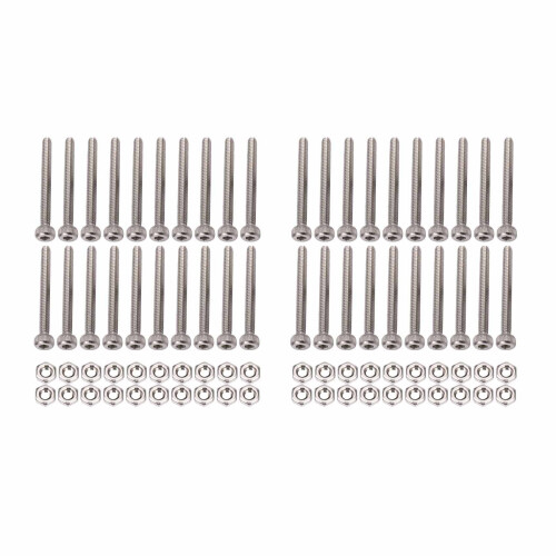 M2 x 20mm Long Hex Socket Knurled Cap Screws Bolts Nuts Set 40Pcs 1