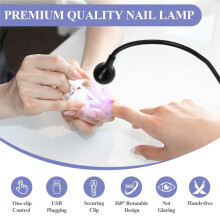 UV LED Nail Lamp - LED Nail Lamp Gel X Lamp for Nails with Securing Clip Rotatable LED Light, Black