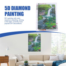 Pintura de Diamante 5D Paisaje de Cascada Punto de Cruz de Pescado DIY Bordado de Diamante Paisaje Completo Diamantes de ImitacióN DecoracióN del