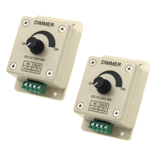 2X  12V-24V LED Dimmer Controller Adjust Single Color for 5050 3528 LED Strip