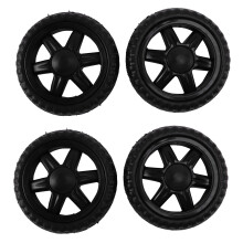Rubber Hot Wheel Travelling Luggage Cart - Black (4 Pieces)