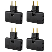 4X Rotate EU Plug Converter 3 Im 1 Drehbare Steckdosenverlängerung 180-Grad-Verlängerungsstecker Multi-Plug--Steckdosenadapter, Schwarz