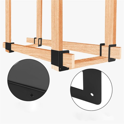 2pcs Adjustable Firewood Racks Heavy Duty Log Storage Solution Bracket Kits Indoor and Outdoor Use