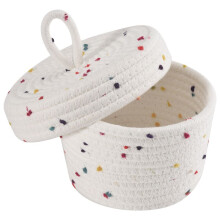 Cotton Rope Storage Basket Small Woven Basket with Lid Storage Woven Storage Organizer Bins for Towels Keys Snack, S