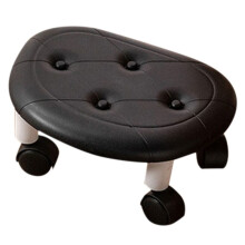 Low Stool with Pulley Thickening Sponge Cushion Household Shoe Changing Chair Waterproof Portable Circular Stool Black