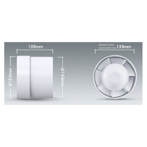 Ventilador Extrator em Linha de 5 Polegadas e 125 mm, Ventilador de Ar de Baixo Ruído, Ventilador de Banheiro e Cozinha, Volume de Vento