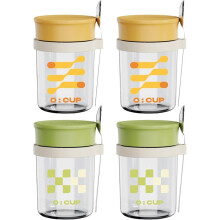 Paquete de 4 Frascos para Avena Nocturna, Frasco de Vidrio de 12 Oz con Tapa Hermética y Cuchara para Pudín y Cereales.