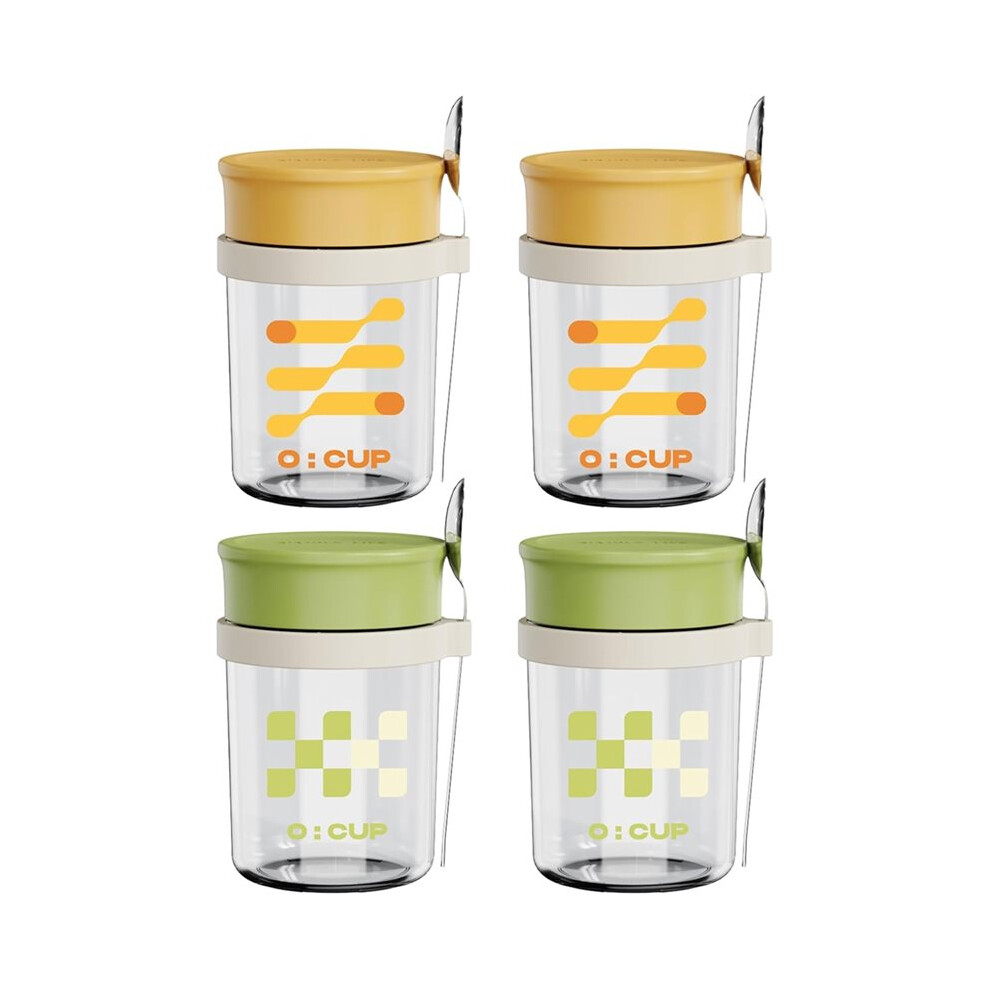 4 Pack Overnight Oats Jars,12Oz Glass Canning Masonjar With Airtight Lid And Spoon Container For Pudding,Cereal 6031540481138