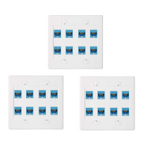 3X Plaque Murale Ethernet 8 - Double Gang Cat6 RJ45 Jack Câble Réseau Façade Femelle à Femelle - Bleu