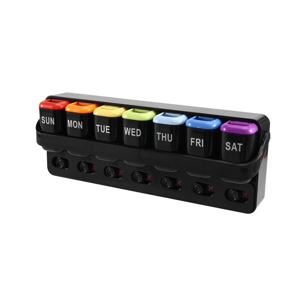Black Weekly Pill Organizer - One A Day, Portable Pill Box For Vitamins Fish Oil/Supplements Medication Reminder