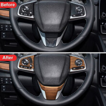 GuarniçãO da Tampa Do BotãO Do Volante com GrãO de Madeira para Carro para CR-V CRV 2017 2018 2019 2020 2021