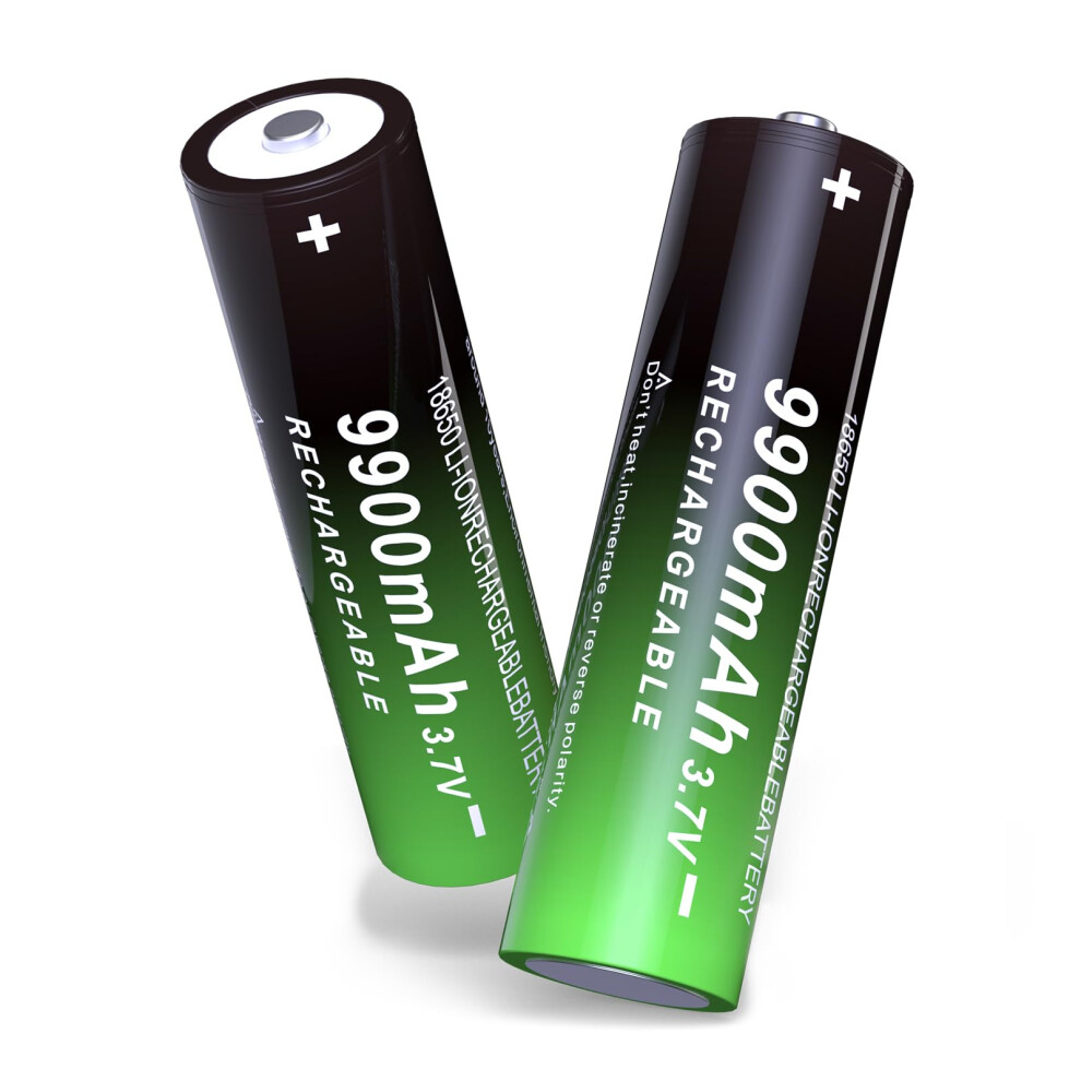 18650 Rechargeable Battery 9900mAh Button  3.7V Lithium Ion for Flashlights RC Cars 2 Pack