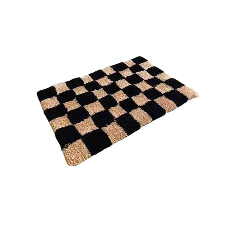Modern Simple Checkerboard Flocking Household Thickened Square Carpet Toilet Bathroom Door Absorbent Dirty Non-Slip B 6031967791438