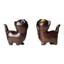 Cute Charming Wooden Kitten Figurine Handcrafted Cat Decor for Home Gift Idea Cat Figurine Cat Accessories Black