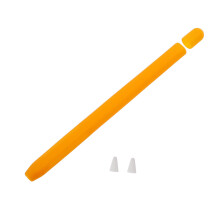 Silicone Stylus Pen Sleeve for Apple Pencil, Orange Soft Grip Protective Cover with Cap and Tip Protection