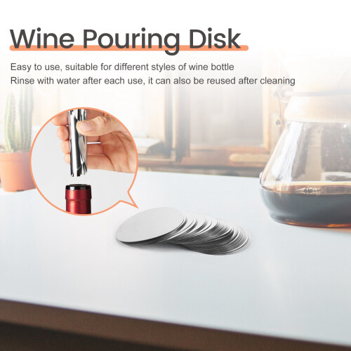 100Pcs 3Inch Silver Wine Pourer Disk Drip-Proof Drip Pouring Pour Spout Wine Pouring Disk 2