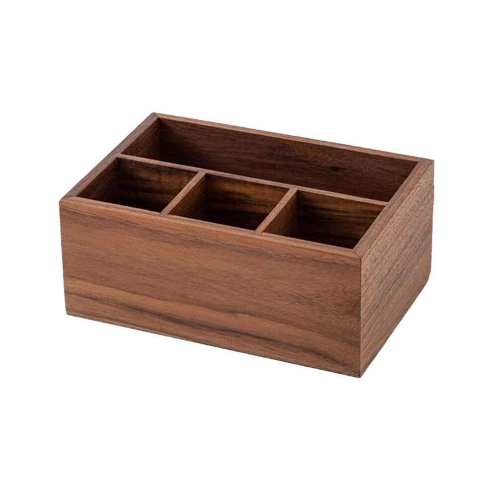 Tauoh Black Walnut Multifunctional Storage Box Solid Wood Living Room Remote Control Desktop Storage Box Cosmetics Organizer