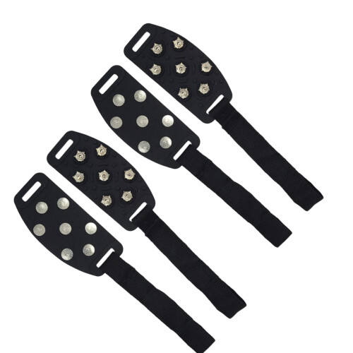 4 Pack Folding Ice Cleats Equipped with 7 Teeth Magical Tape