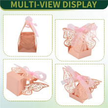 50Pcs Mariposa Caja de Favor de la Boda Regalos de Fiesta de CumpleañOs Cajas de Dulces (Rosa)