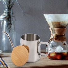 350Ml Long Narrow Spout Coffee Pot Gooseneck Kettle Stainless Steel Hand Drip Kettle Pour Over Coffee And Tea Pot With Wooden Cover