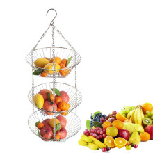 Panier À Fruits Suspendu Paniers 3-Couches Art de Fer Plateau de Fruits Panier de Vidange Panier de Rangement Pour Bol de Fruits de Ménager