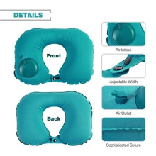 U-Shaped Neck Cushion Inflatable Pillow with Air Pressure Ring for Use in Cars,Trains and Airplanes Easy-to-Store Pillow