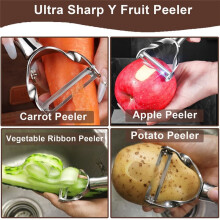 Premium Vegetable Peeler for Kitchen- Stainless Steel Serrated Y Potatoe Peeler for Veggie, Carrots,Apples