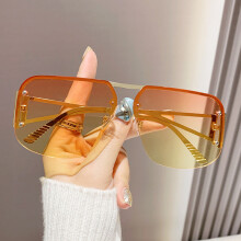 (GoldFrameOrangeYellow)Sommerliche stilvolle Pilotensonnenbrille aus Metall mit UV400-Gläsern für Party und Reisen