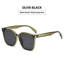 (OliveGreenGrayLens)Vintage eckige Sonnenbrille mit UV400 Schutz für modische Outdoor Reisen