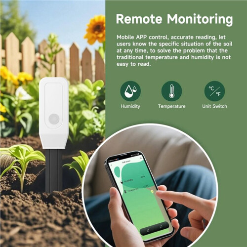 2X Tuya WiFi Soil Tester Sensor Tuya Soil Moisture Sensor Soil Water Content Humidity and Temperatuer Sensor Remote 2