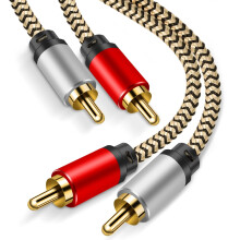 Audio Cable 5M Hi‑Fi Stereo Sound 2 RCA Male to 2 RCA Male with 24K Gold‑Plated Connectors for Home Theater, Amplifier and RCA