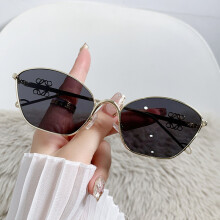 (GoldFrameBlackGray)Luxus Cat Eye Sonnenbrille mit Metallgestell und Verlaufsgläsern für Freizeit