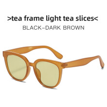 (OrangeFrameGreen)Liu Yifei Retro Milchtee Gestell Sonnenbrille PC UV-Schutz für Ausflüge und Mode