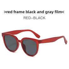 (RedFrameGray)Liu Yifei Retro Milchtee Gestell Sonnenbrille PC UV-Schutz für Ausflüge und Mode
