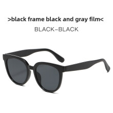 (BlackFrameGray)Liu Yifei Retro Milchtee Gestell Sonnenbrille PC UV-Schutz für Ausflüge und Mode