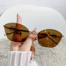 (GoldFrameTea)Luxus Cat Eye Sonnenbrille mit Metallgestell und Verlaufsgläsern für Freizeit