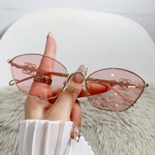 (GoldFramePink)Luxus Cat Eye Sonnenbrille mit Metallgestell und Verlaufsgläsern für Freizeit