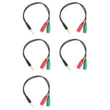 5Pcs Cable Adapter 2 in 1 Splitter 4 Pole 3.5mm Audio Earphone Headset to 2 Female Jack Headphone Mic Audio Cable 3 Pole