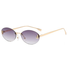 (GoldFrameGrayGradient)Vintage Stil runde Metall Sonnenbrille mit grauen Gläsern für Reisen und Mode Styling
