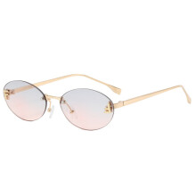 (GoldFrameGrayPink)Vintage Stil runde Metall Sonnenbrille mit grauen Gläsern für Reisen und Mode Styling