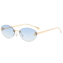 (GoldFrameBlueGradient)Vintage Stil runde Metall Sonnenbrille mit grauen Gläsern für Reisen und Mode Styling