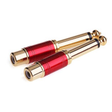 6.35mm 1/4 Inch Male Mono TS to RCA Female Interconnect Audio Adapter Conversion Plug (Red 8 Pack)