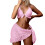 Women's 3 Piece Bikini Swimsuit Textured Lace Triangle-Pink M 1