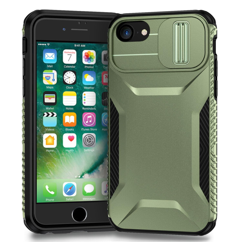 Case For Iphone Se 2022 With Slide Camera Cover Military Grade Nonslip Rugged Protective Cover Green 9771547073642