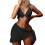 Women's 3 Piece Bikini Swimsuit Textured Lace Triangle-Black S 1