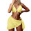 Maillot de bain bikini 3 pièces en dentelle texturée-Jaune S 1