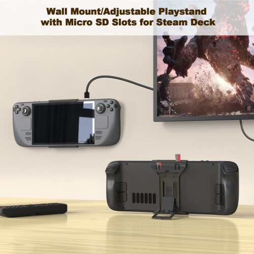 Foldable Wall Mount Stand with Secure Storage and Quick Access Pullout for Steam Deck 1