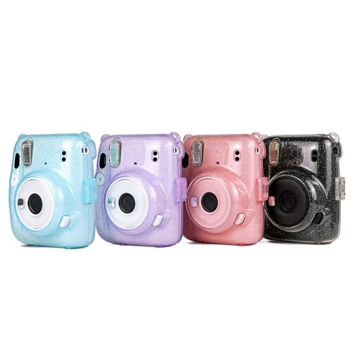 Transparent  Camera Bag Glitter Crystal Hard Shell with Detachable Shoulder Strap for Instax  11 () 1