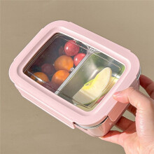 304 Stainless Steel Divided Bento Lunch Box with Detachable Lid Student Large Capacity Sealed Lunch Container B 530ml