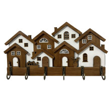 Porte-clés de maison 3D en bois exquis, pour la décoration de la